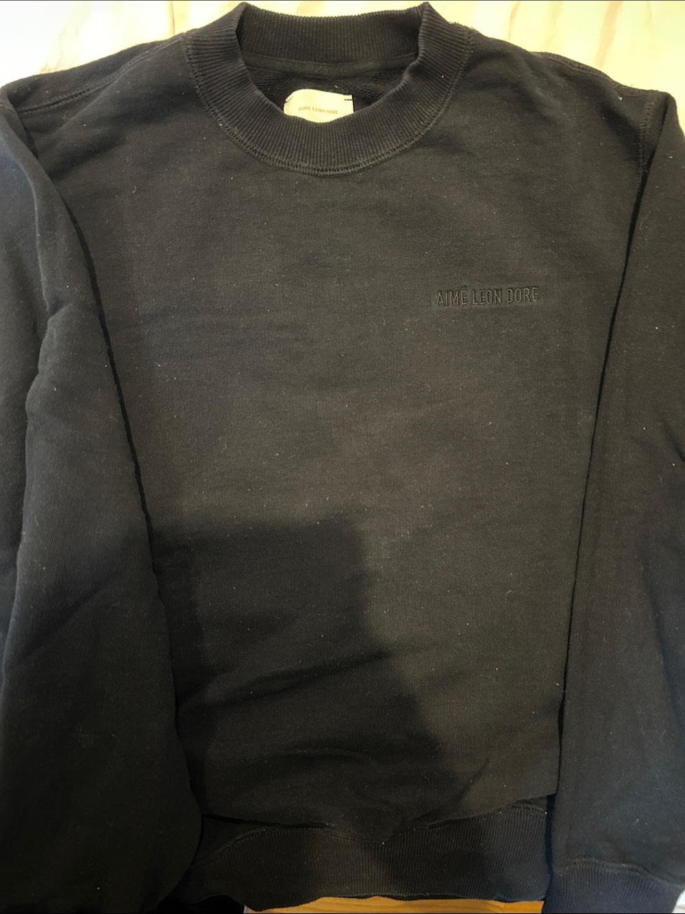 Aime Leon Dore Tonal Logo Black Embroidered Crewneck Sweatshirt
